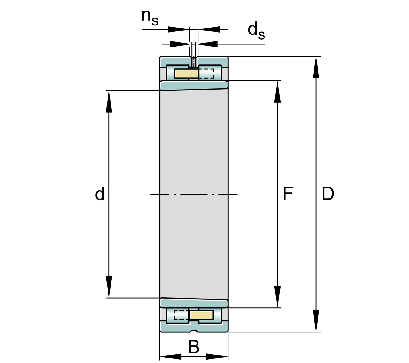 NNU4952-S-K-M-SP Teknik Ölçü Çizimi NNU4952-S-K-M-SP Rulman Ölçüleri ve Teknik Çizim