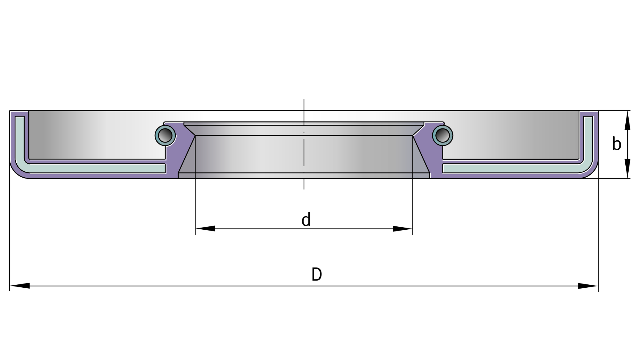 RWDR04-R-NBR Teknik Ölçü Çizimi RWDR04-R-NBR Rulman Ölçüleri ve Teknik Çizim